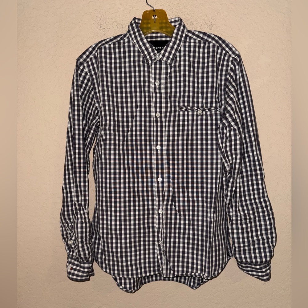 Bespoken Black and White Gingham Casual Button Up Shirt